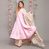 Jacquard pink Anarkali Kurta with Palazzo and Dupatta (Set Of 3)