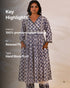 Indigo Sanganeri Block printed Anarkali Kurta with Pant (set of 2)