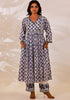 Indigo Sanganeri Block printed Anarkali Kurta with Pant (set of 2)
