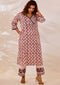 Red Sanganeri hand Block Print Kalidar Kurta Set (set of 2)