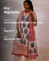 Dobby Blue Hand-Block Print A-line Kurta Set (Set of 3)