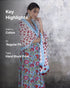 Teal Blue Floral Anarkali Kurta with Pant & Dupatta (Set of 3)