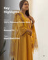 Gold Yellow Hand Block Print Aline Kurta with Pant and Dupatta. (set of 3)