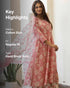 Sanganeri Rose Print Flared Kurta with Pant and Dupatta (set of 3)