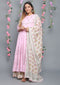 Jacquard pink Anarkali Kurta with Palazzo and Dupatta (Set Of 3)