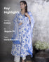 Blue Open Jaal Anarkali Kurta with Pant & Dupatta (Set of 3)
