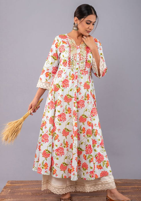 Baby Blue Anarkali Gota embroidery Kurta with Palazzo (Set of 2)