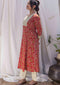 Red Jaal print A-line Kurta with Pant (set of 2)