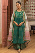 Utsav Forest Green Flared Kurta Set with Gota Work. (set of 3)