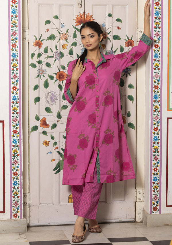 Rang Rani Pink Comfort Kurta with Pant. (set of 2)