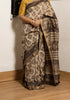 Varuna Kashish Grey Ajrakh Print Saree with Yellow Blouse