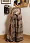 Varuna Kashish Grey Ajrakh Print Saree with Yellow Blouse