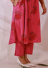 Pink floral Hand block print flared Kurta with pant (set of 2)