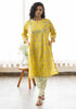 Yellow floral discharge print Kurta with Salwar (set of 2)