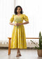 Yellow floral discharge print Dress