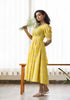 Yellow floral discharge print Dress