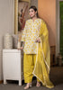 Earthy yellow Hand Block Printed Short Kurta Salwar Set