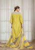Solid Green Asymmetric Kurta with Pant & Dupatta