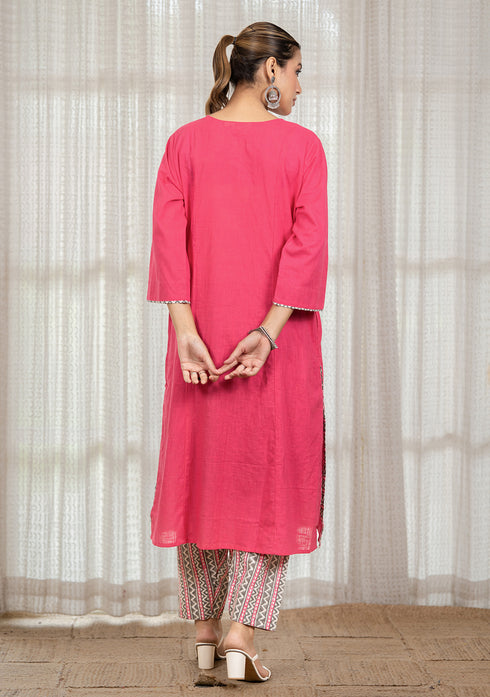 Solid Red Anti-fit Kali Kurta with Salwar