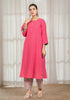 Solid Red Anti-fit Kali Kurta with Salwar