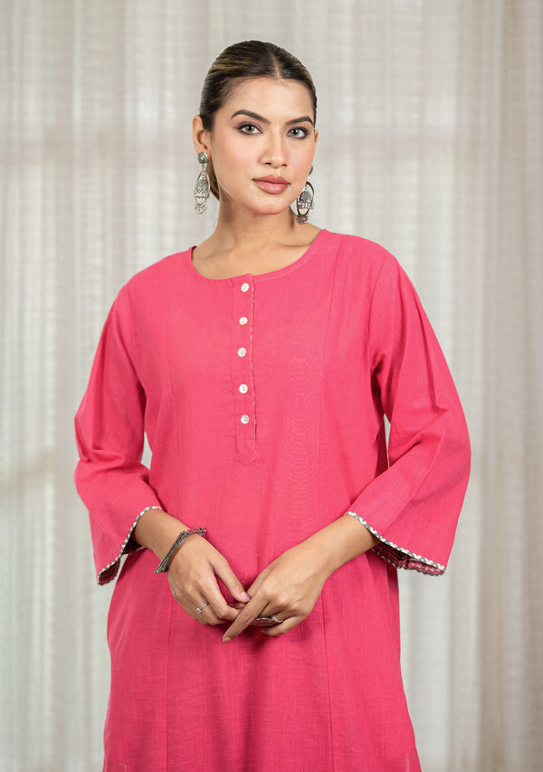 Solid Red Anti-fit Kali Kurta with Salwar