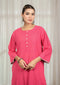 Solid Red Anti-fit Kali Kurta with Salwar