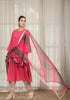 Solid Red Anti fit Kali Kurta with Salwar & Dupatta
