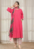 Solid Red Anti fit Kali Kurta with Salwar & Dupatta