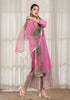 Solid Pink A-Line Kurta with Pant & Dupatta