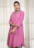 Solid Pink A-Line Kurta with Pant & Dupatta