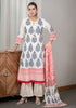 Dobby Blue Hand-Block Print A-line Kurta Set