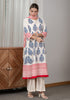Dobby Blue Hand-Block Print A-line Kurta Set