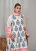 Dobby Blue Hand-Block Print A-line Kurta Set