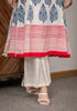 Dobby Blue Hand-Block Print A-line Kurta Set