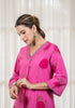 Pink floral Hand block print flared Kurta with pant