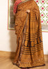 Varuna Gold Yellow Ajrakh Print Saree with Red Blouse