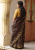 Saksha Syahi Black Ajrakh Print Saree with Yellow Blouse.