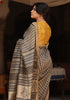 Saksha Indigo & Black Bagru print Saree with Yellow Blouse