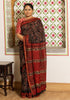 Varuna Black Jaal Ajrakh Print Saree with Red Blouse