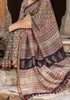 Varuna Kashish Grey Bagru Print Saree with Red small Booti blouse