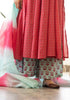 Discharge Red Amaranth Red Anarkali Kurta with Palazzo and Dupatta. (set of 3)