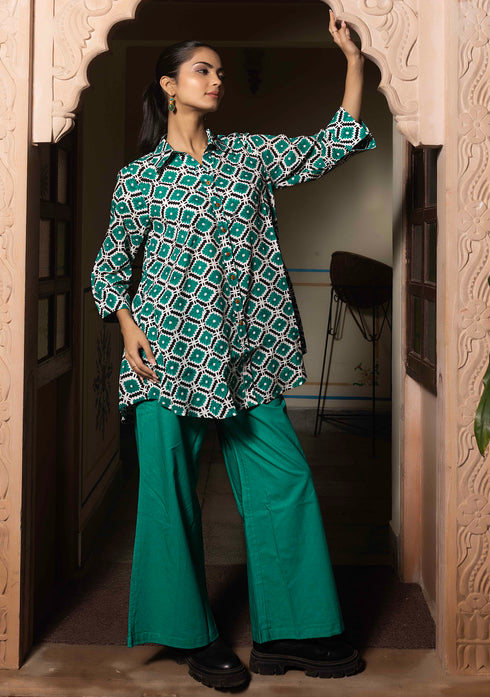 Rambha Block printed Green Co-Ord set (set of 2)