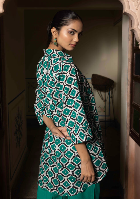 Rambha Block printed Green Co-Ord set (set of 2)