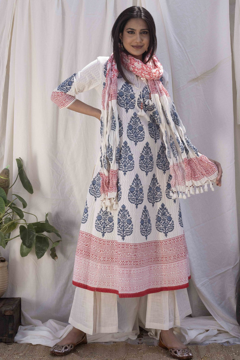 Blue - Jaipur Print Cotton Kurta Set 05