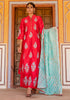 Red Block Printed Chanderi Suit with Gota Dupatta (Set of 3)