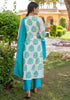 Block Printed Chanderi A-line Suit with Gota Dupatta (Set of 3)