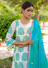 Block Printed Chanderi A-line Suit with Gota Dupatta (Set of 3)