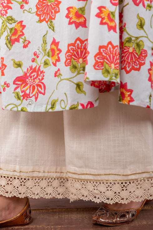 Baby Blue Anarkali Gota embroidery Kurta with Palazzo (Set of 2)