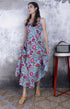 Teal Blue Floral Print Midi Dress