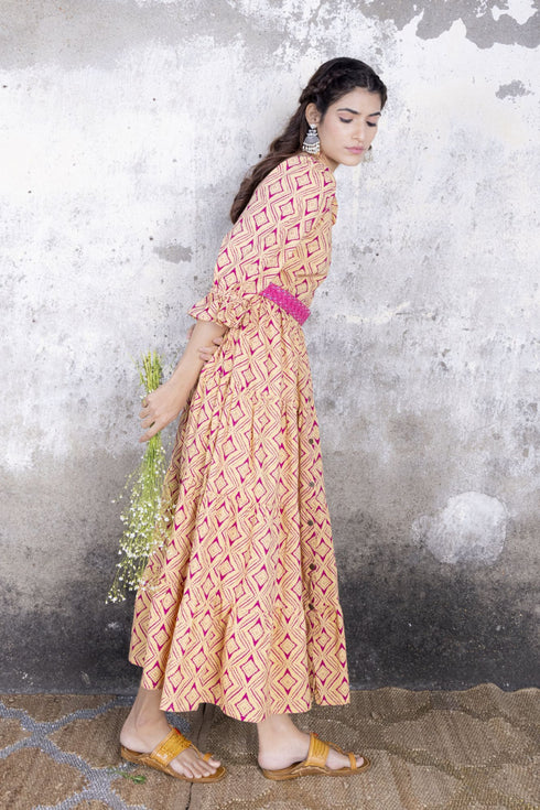 Red Sand Tired Maxi Dress with Belt